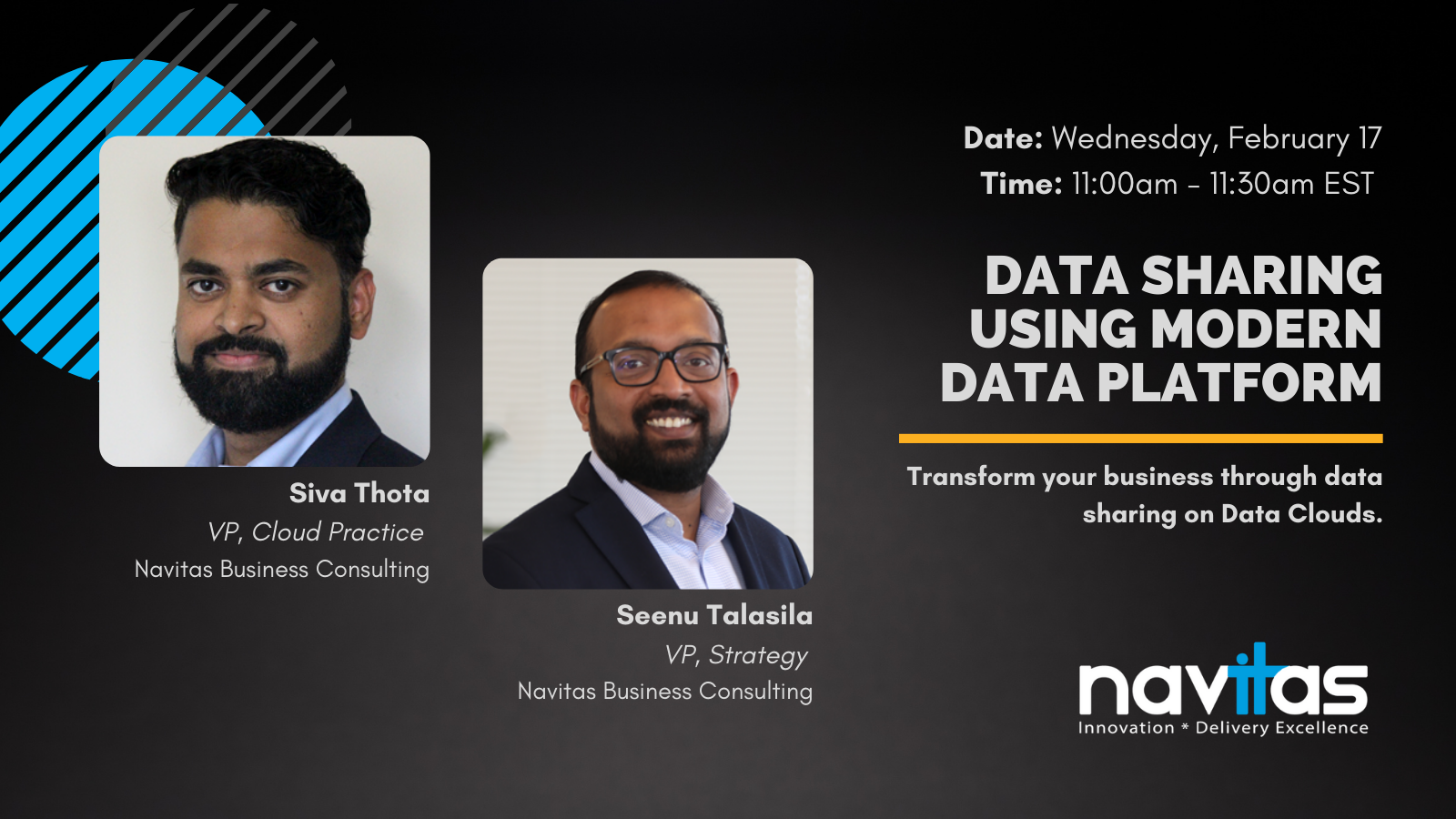 Save the Date! Navitas Presents: Data Sharing Using Modern Data Platform